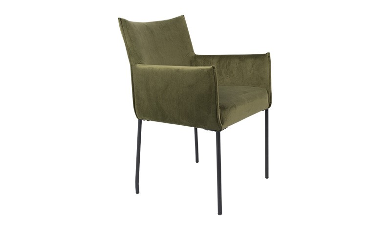 ARMCHAIR VELVET OLIVE    - CHAIRS, STOOLS